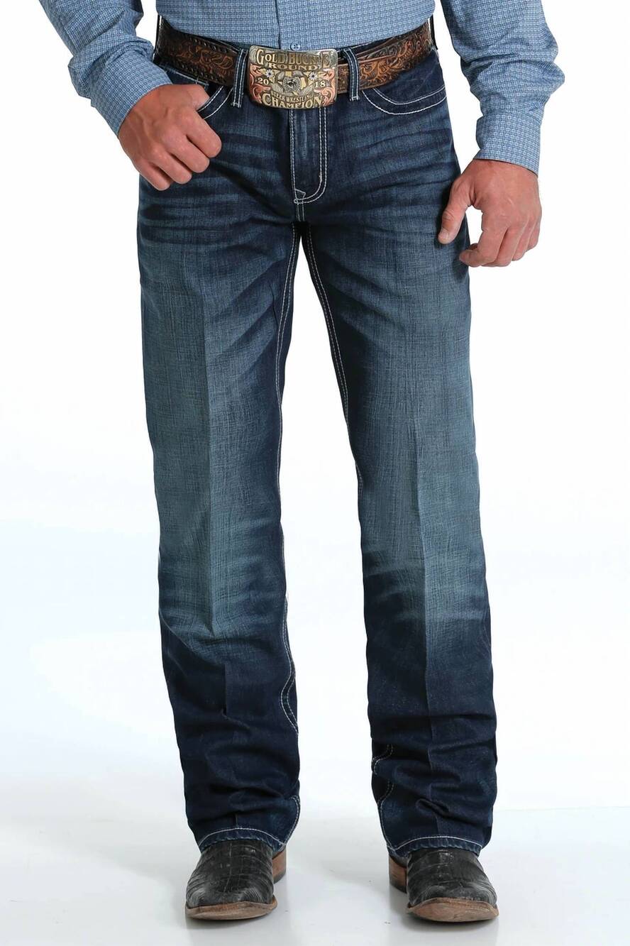 NEW CINCH ian slim mid rise bootcut jeans in dark indigo wash